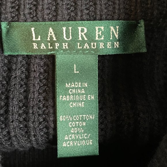 Lauren Ralph Lauren Longline Duster Cardigan Sz L Black Stripes Quiet Luxury - Picture 12 of 14